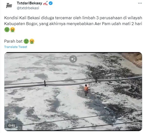 Viral Pencemaran Air Di Kali Bekasi Dlh Sudah Ambil Tindakan 7974